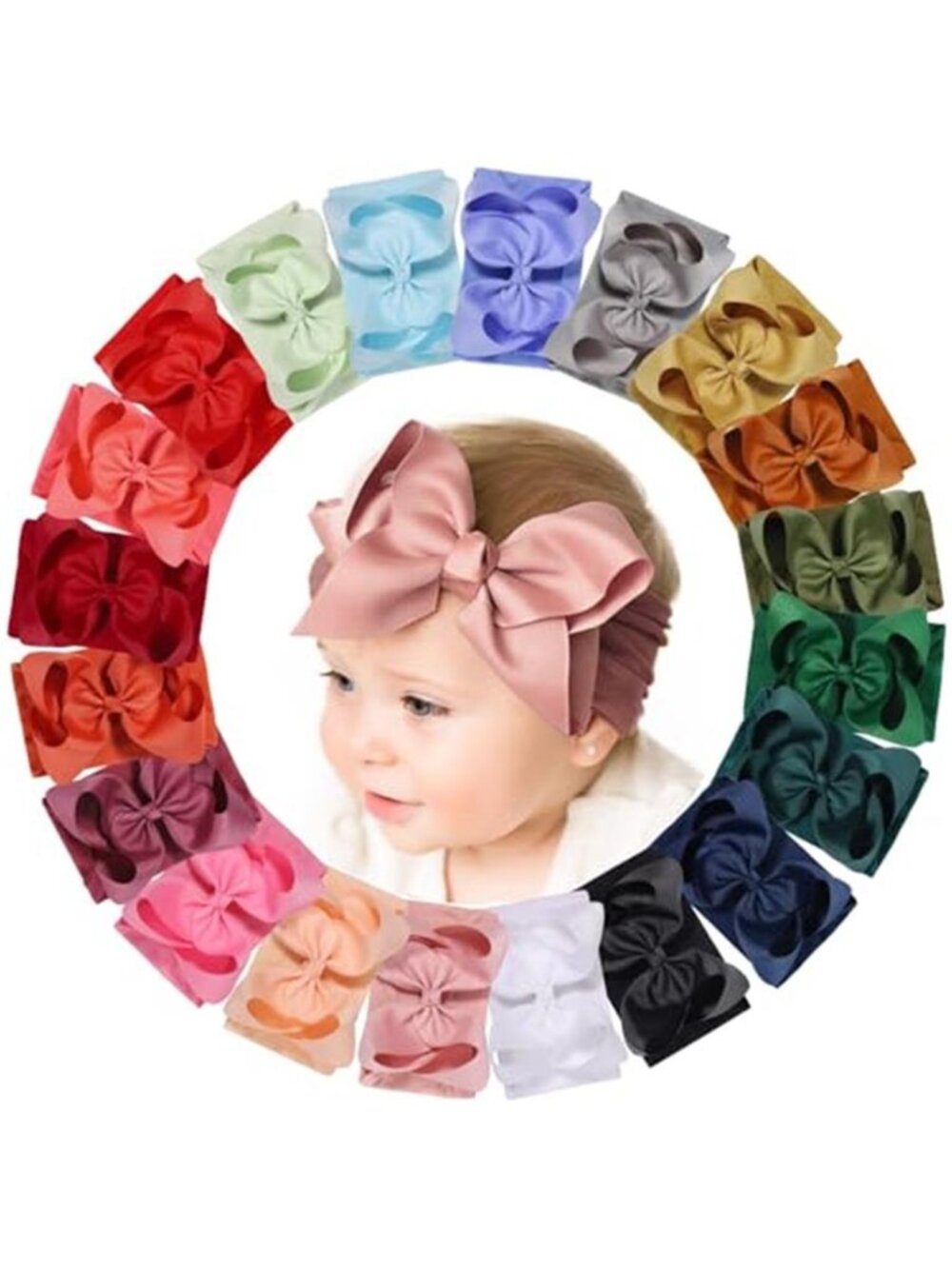 20Pack Nylon Baby Bow Headbands Soft Stretch Infant Toddler Hair Accessories Set